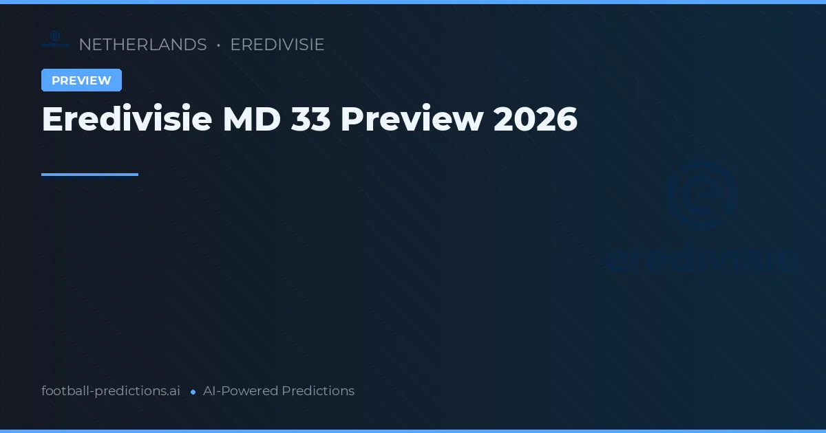 Eredivisie MD 33 Preview 2026