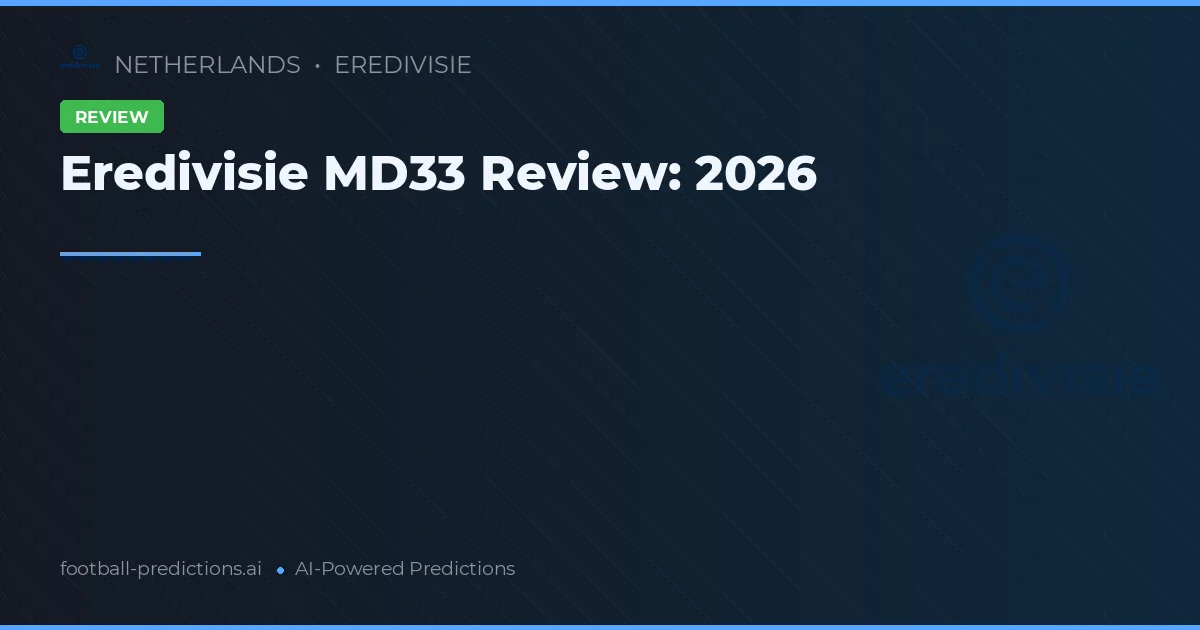 Eredivisie MD33 Review: 2026