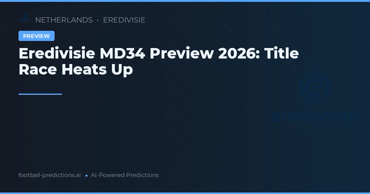 Eredivisie MD34 Preview 2026: Title Race Heats Up