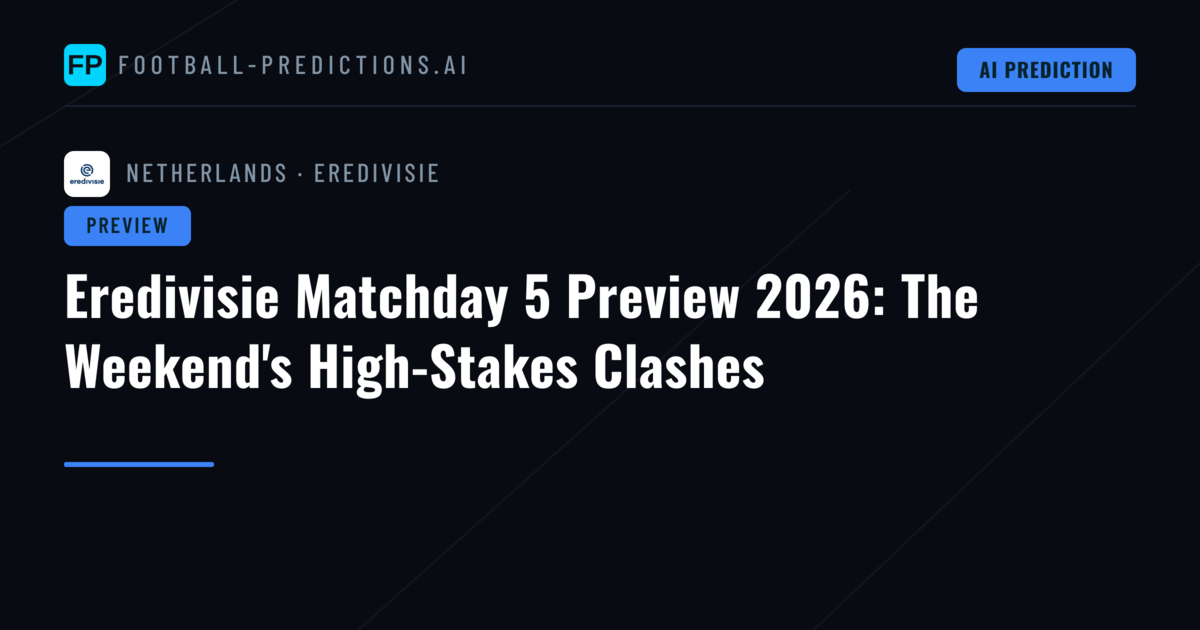 Eredivisie Matchday 5 Preview 2026: The Weekend's High-Stakes Clashes