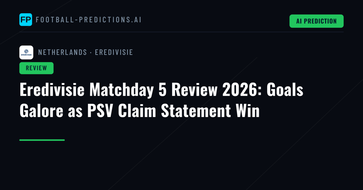 Eredivisie Matchday 5 Review 2026: Goals Galore as PSV Claim Statement Win