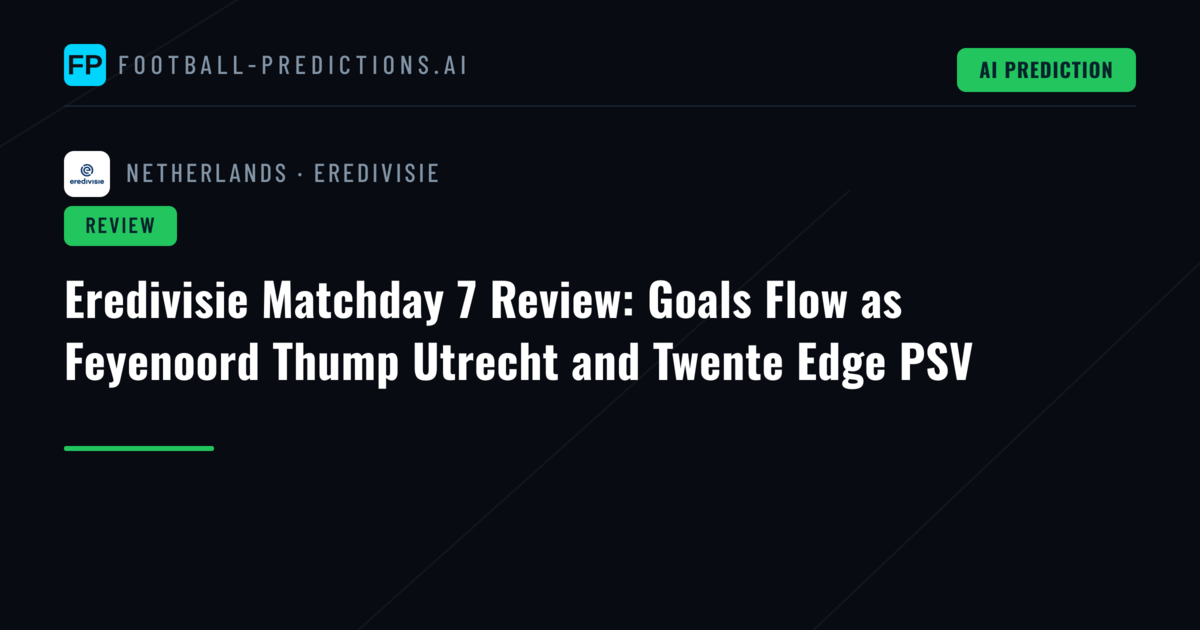 Eredivisie Matchday 7 Review: Goals Flow as Feyenoord Thump Utrecht and Twente Edge PSV