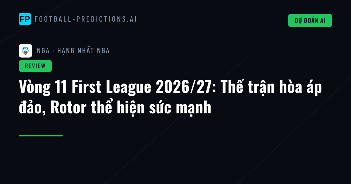 Vòng 11 First League 2026/27: Thế trận hòa áp đảo, Rotor thể hiện sức mạnh