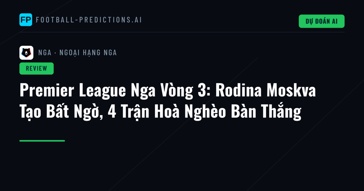 Premier League Nga Vòng 3: Rodina Moskva Tạo Bất Ngờ, 4 Trận Hoà Nghèo Bàn Thắng