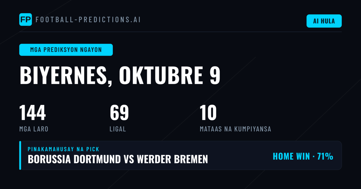 Preview: Martes 9 Oct 2026 Football Matches