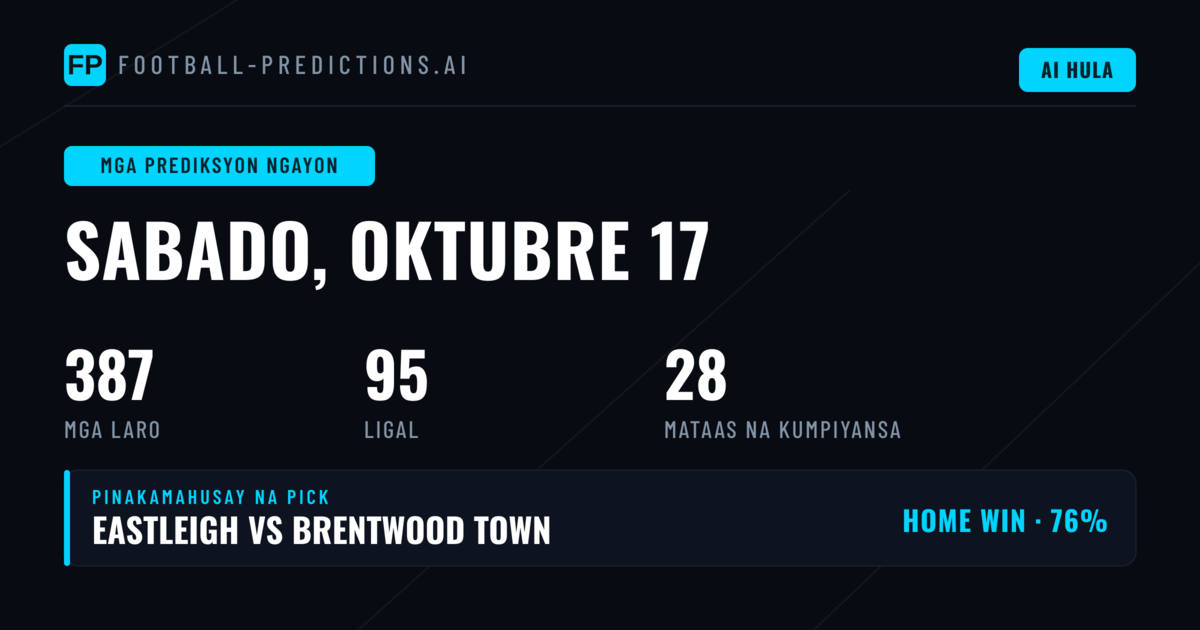 Latest Match Analysis para sa Sabado, 17 Oct 2026