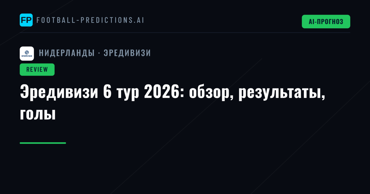 Эредивизи 6 тур 2026: обзор, результаты, голы