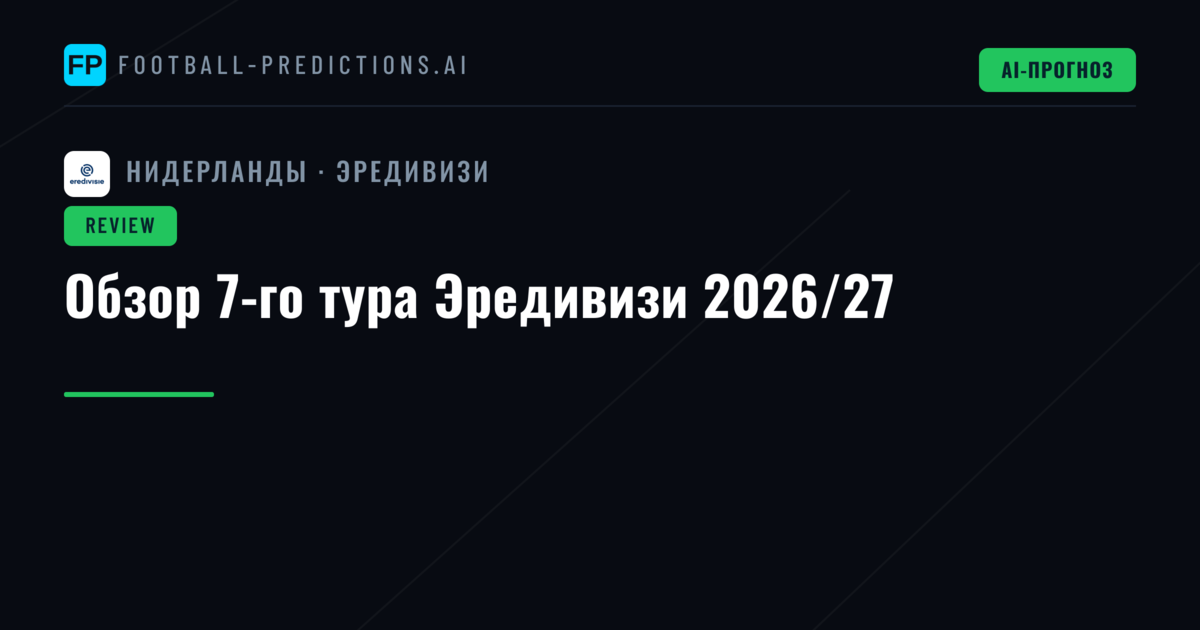 Обзор 7-го тура Эредивизи 2026/27