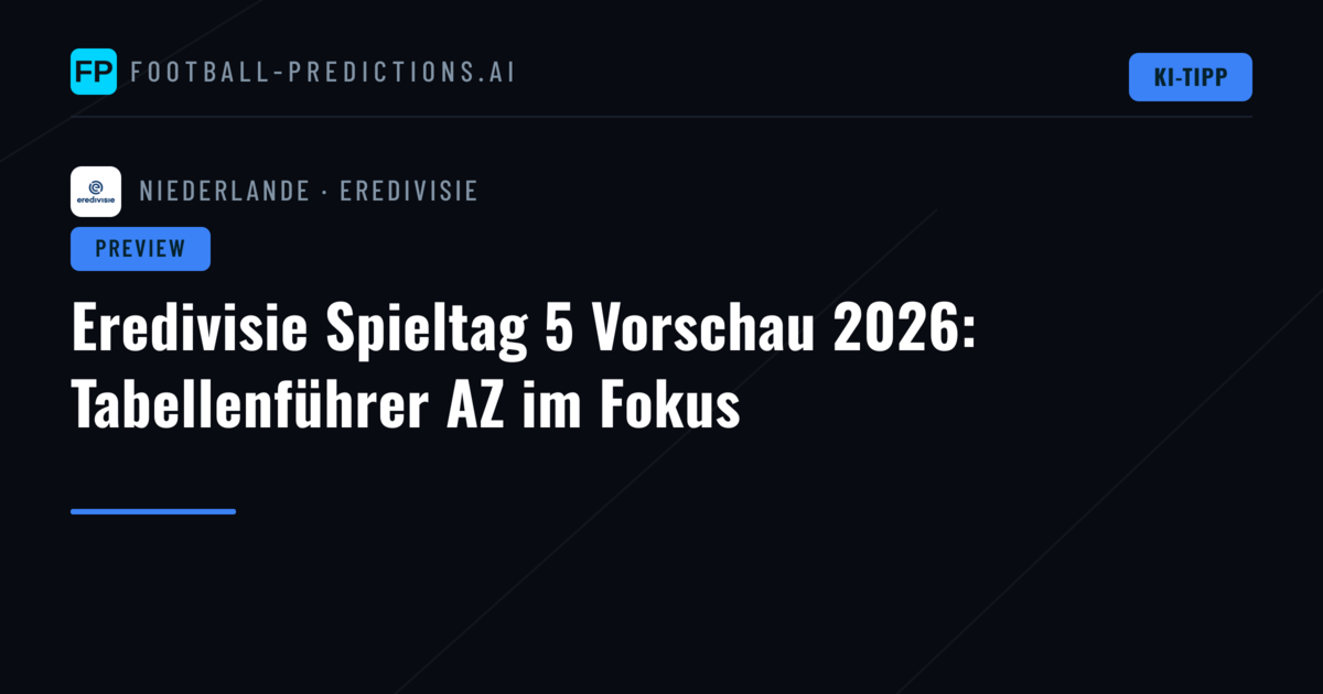 Eredivisie Spieltag 5 Vorschau 2026: Tabellenführer AZ im Fokus