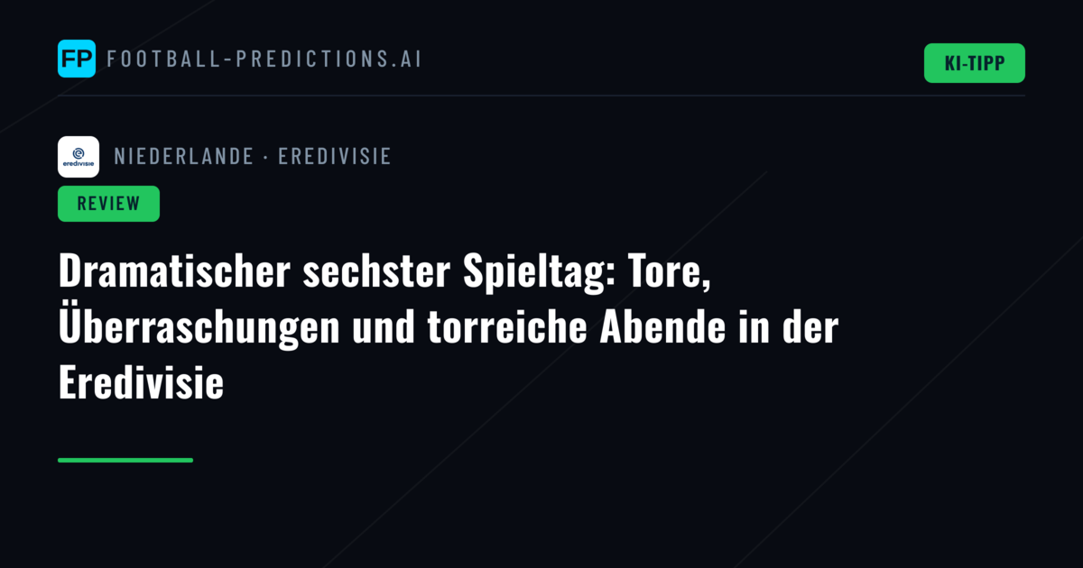 Dramatischer sechster Spieltag: Tore, Überraschungen und torreiche Abende in der Eredivisie
