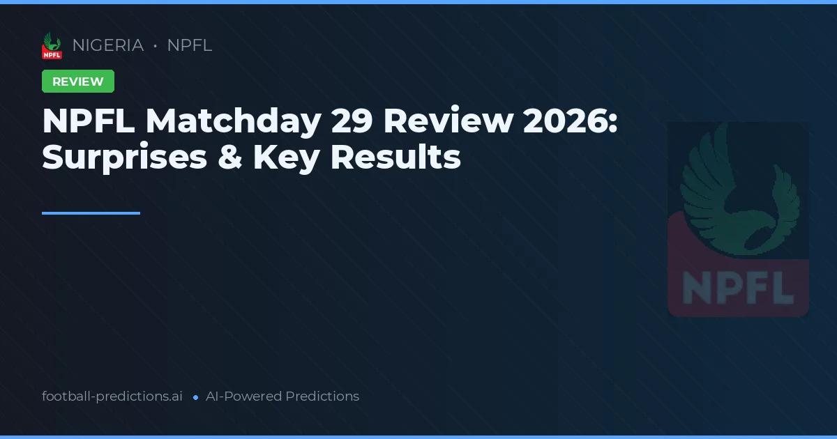NPFL Matchday 29 Review 2026: Surprises & Key Results
