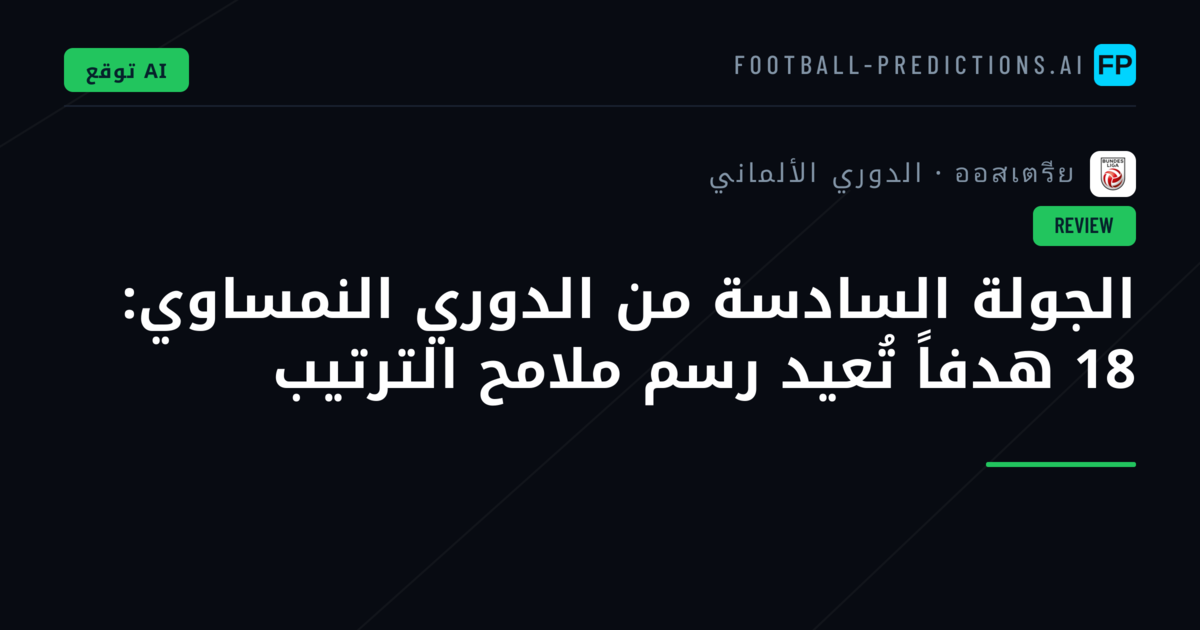 الجولة السادسة من الدوري النمساوي: 18 هدفاً تُعيد رسم ملامح الترتيب