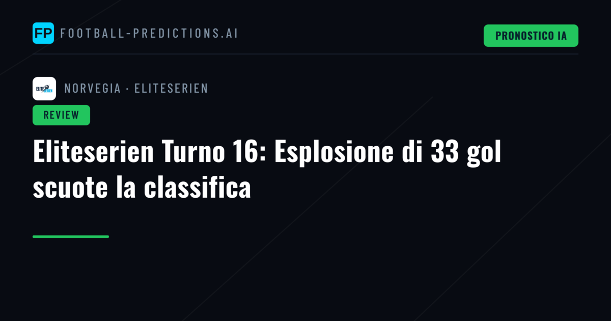 Eliteserien Turno 16: Esplosione di 33 gol scuote la classifica