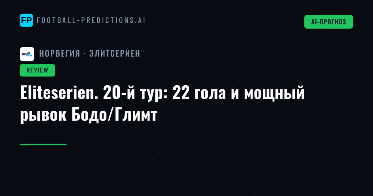 Eliteserien. 20-й тур: 22 гола и мощный рывок Бодо/Глимт