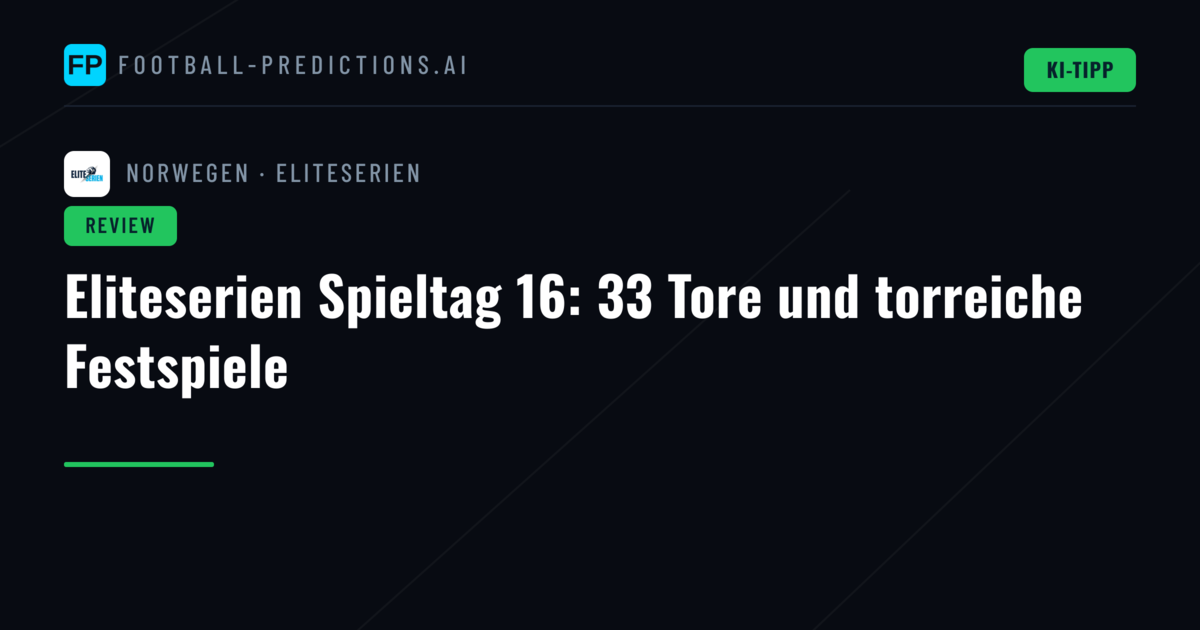 Eliteserien Spieltag 16: 33 Tore und torreiche Festspiele