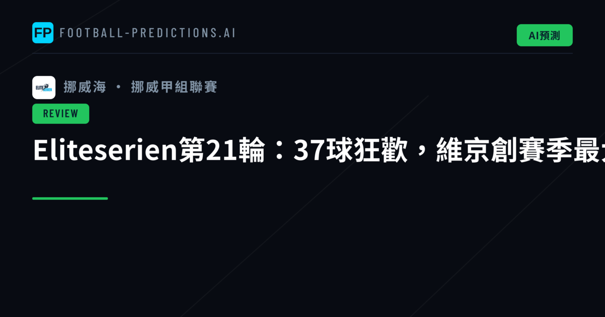 Eliteserien第21輪:37球狂歡,維京創賽季最大勝分差