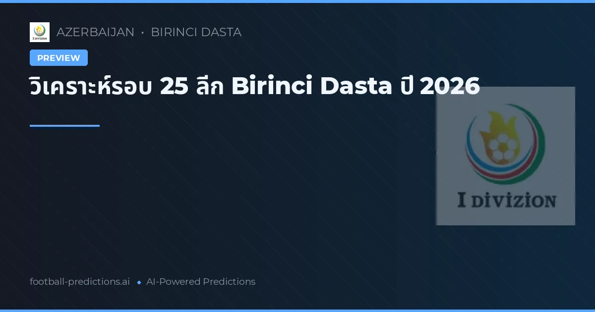 วิเคราะห์รอบ 25 ลีก Birinci Dasta ปี 2026