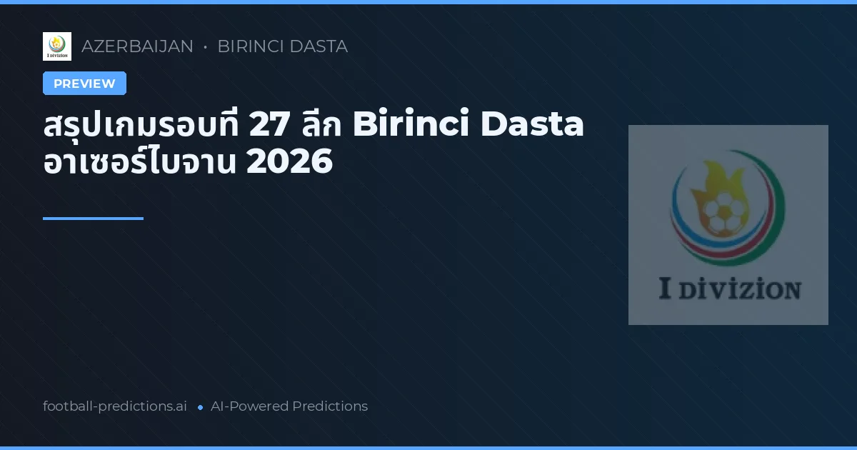 สรุปเกมรอบที่ 27 ลีก Birinci Dasta อาเซอร์ไบจาน 2026