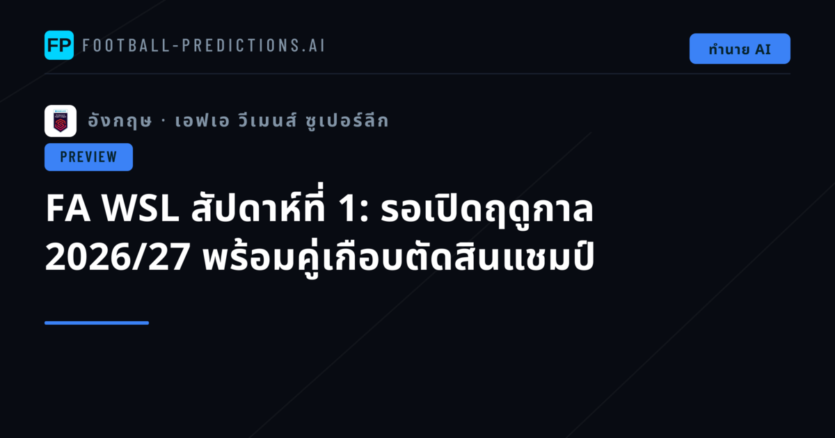 FA WSL สัปดาห์ที่ 1: รอเปิดฤดูกาล 2026/27 พร้อมคู่เกือบตัดสินแชมป์