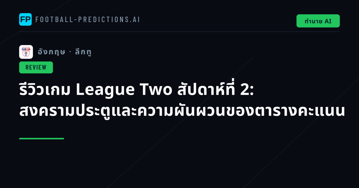 รีวิวเกม League Two สัปดาห์ที่ 2: สงครามประตูและความผันผวนของตารางคะแนน