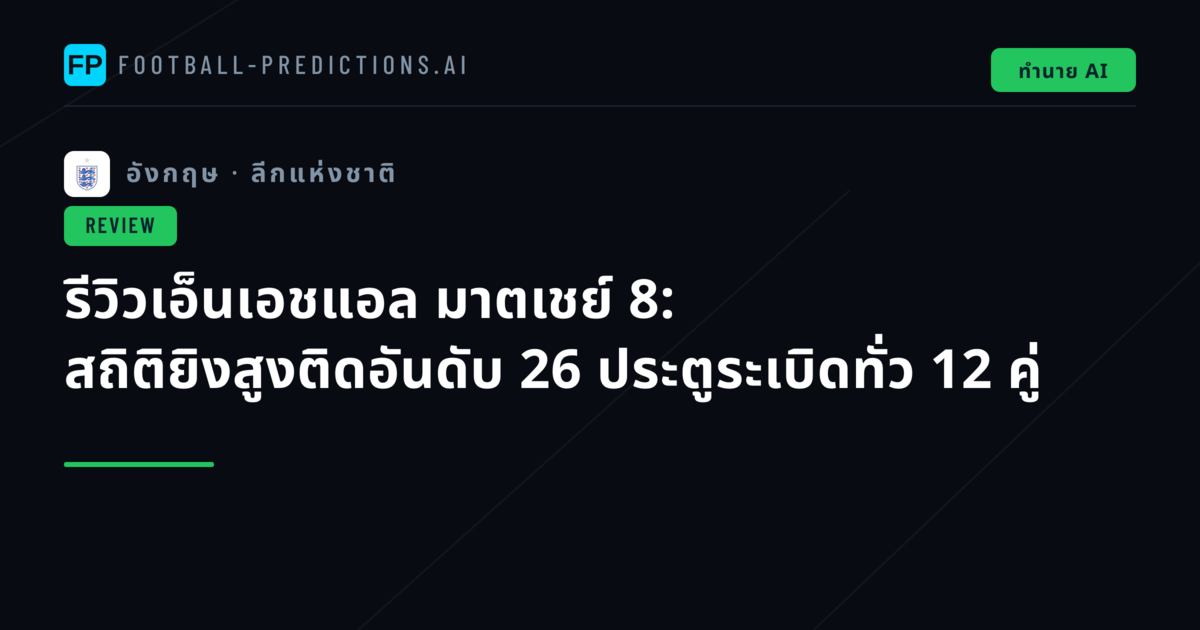 รีวิวเอ็นเอชแอล มาตเชย์ 8: สถิติยิงสูงติดอันดับ 26 ประตูระเบิดทั่ว 12 คู่
