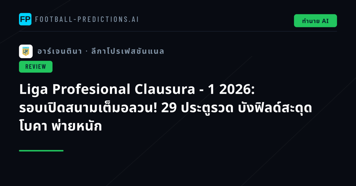Liga Profesional Clausura - 1 2026: รอบเปิดสนามเต็มอลวน! 29 ประตูรวด บังฟิลด์สะดุด โบคา พ่ายหนัก