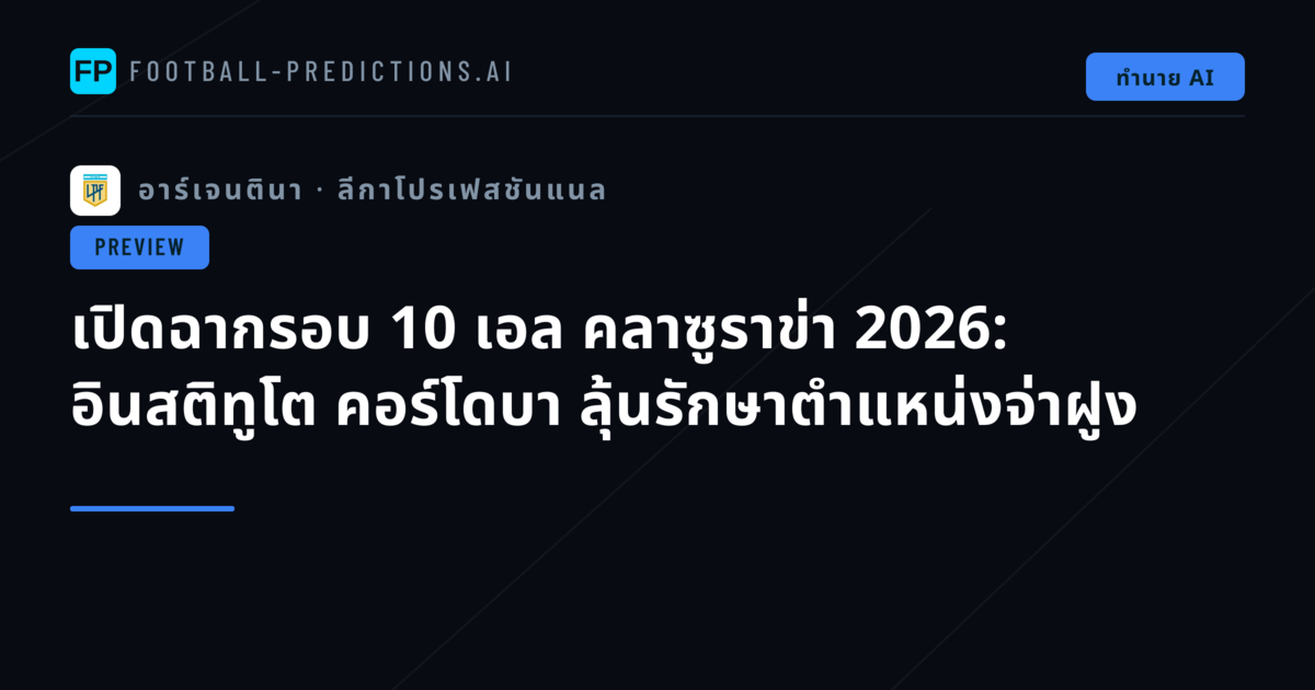 เปิดฉากรอบ 10 เอล คลาซูราข่า 2026: อินสติทูโต คอร์โดบา ลุ้นรักษาตำแหน่งจ่าฝูง