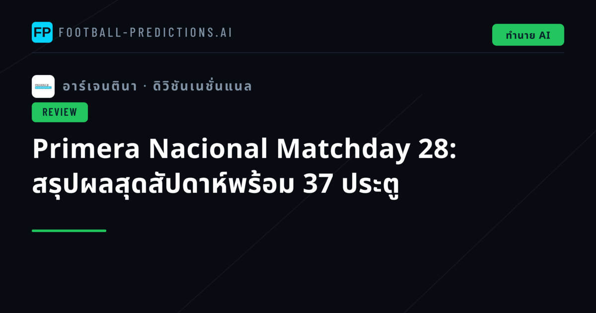 Primera Nacional Matchday 28: สรุปผลสุดสัปดาห์พร้อม 37 ประตู