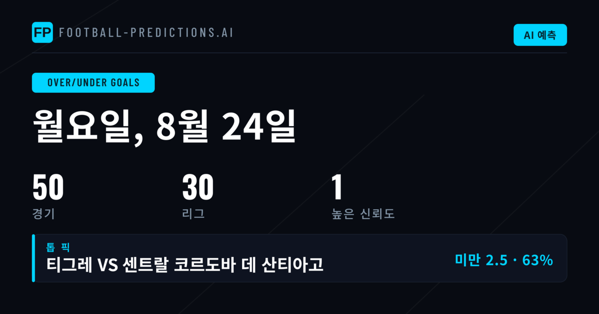 오늘의 최고 O/U 추천픽 (2026년 8월 24일)