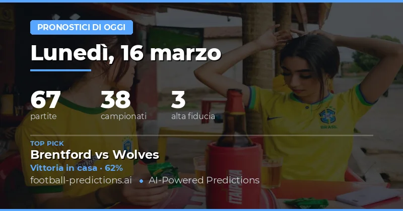 Pronostici calcio Oggi 16 marzo 2026: migliori scommesse