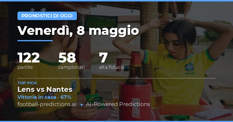 Pronostici Calcio di Oggi: Panoramica delle 122 Partite del 8 Maggio 2026