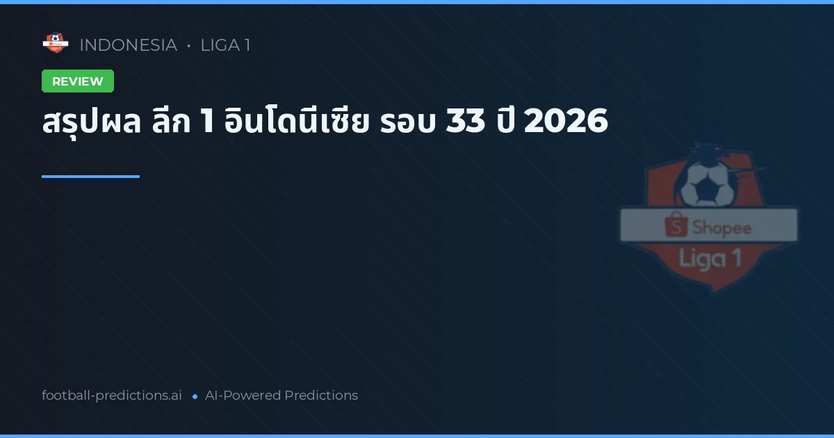 สรุปผล ลีก 1 อินโดนีเซีย รอบ 33 ปี 2026