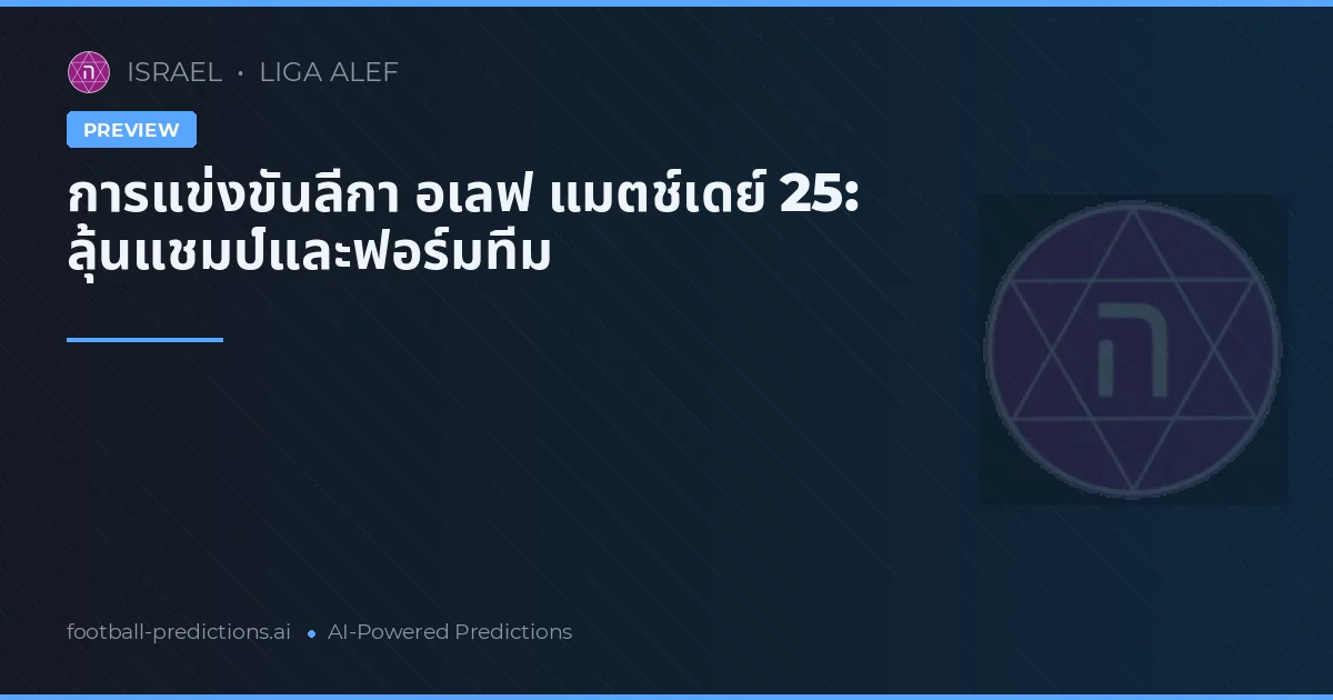 การวิเคราะห์ลีกาอาเลฟ นัดที่ 25: การแข่งขันที่เต็มไปด้วยความเข้มข้น