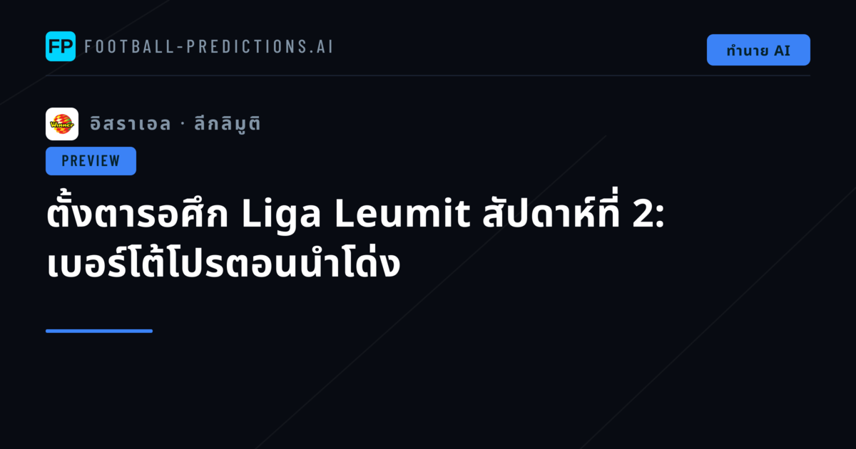 ตั้งตารอศึก Liga Leumit สัปดาห์ที่ 2: เบอร์โต้โปรตอนนำโด่ง