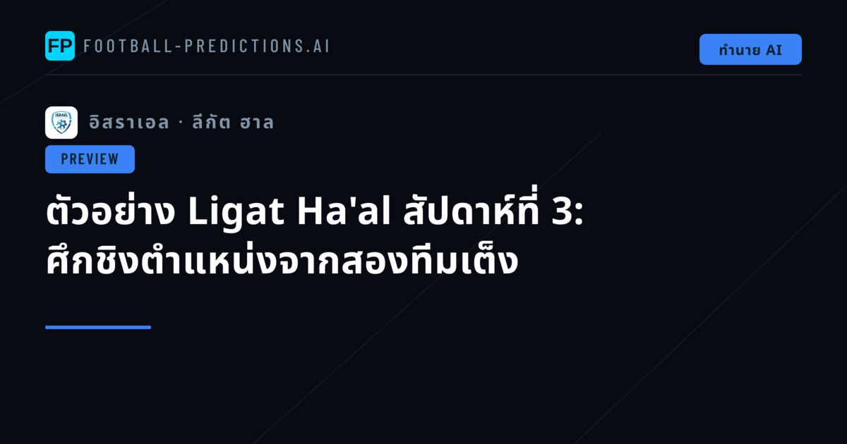 ตัวอย่าง Ligat Ha'al สัปดาห์ที่ 3: ศึกชิงตำแหน่งจากสองทีมเต็ง