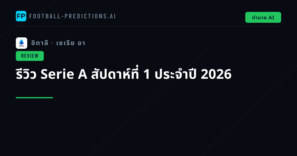 รีวิว Serie A สัปดาห์ที่ 1 ประจำปี 2026