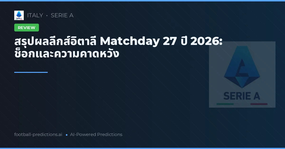 สรุปผลลีกส์อิตาลี Matchday 27 ปี 2026: ช็อกและความคาดหวัง