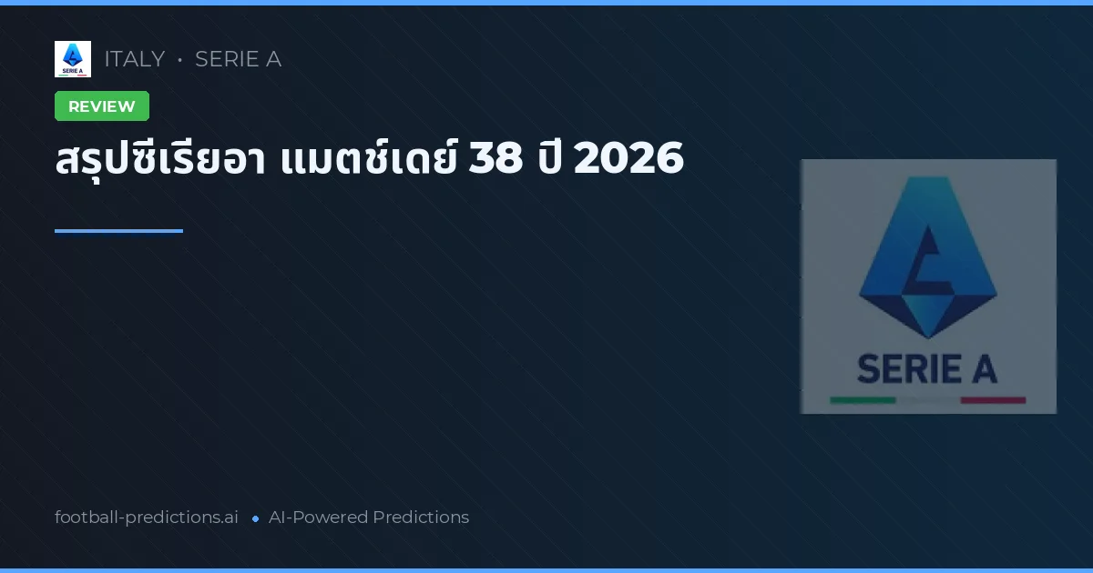 สรุปซีเรียอา แมตช์เดย์ 38 ปี 2026