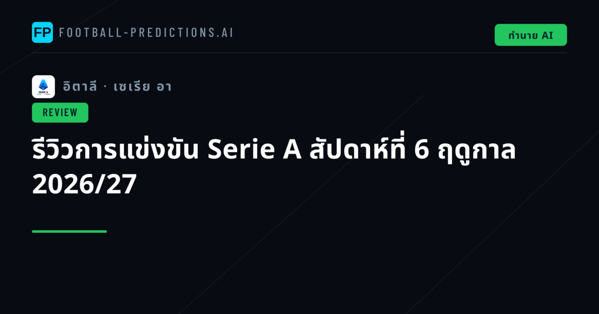 รีวิวการแข่งขัน Serie A สัปดาห์ที่ 6 ฤดูกาล 2026/27