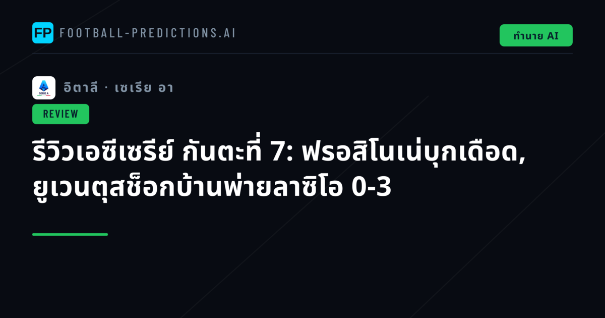 รีวิวเอซีเซรีย์ กันตะที่ 7: ฟรอสิโนเน่บุกเดือด, ยูเวนตุสช็อกบ้านพ่ายลาซิโอ 0-3
