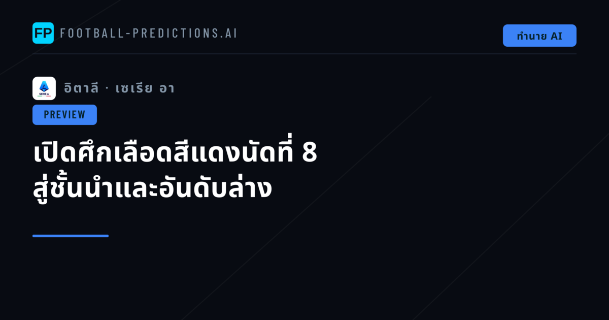 เปิดศึกเลือดสีแดงนัดที่ 8 สู่ชั้นนำและอันดับล่าง