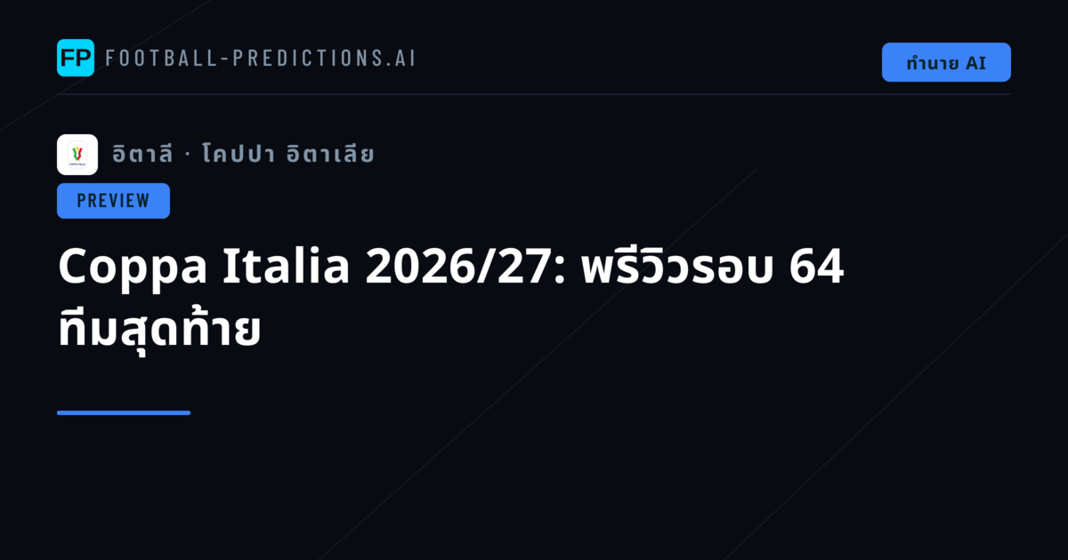 Coppa Italia 2026/27: พรีวิวรอบ 64 ทีมสุดท้าย