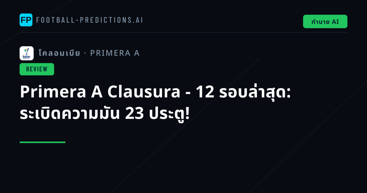 Primera A Clausura - 12 รอบล่าสุด: ระเบิดความมัน 23 ประตู!