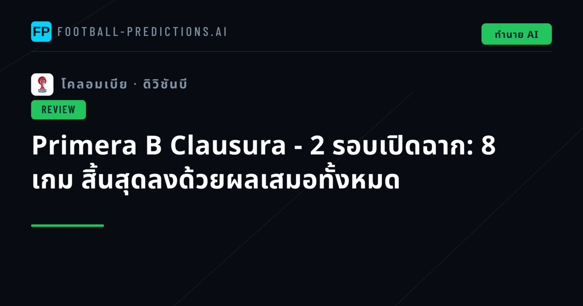 Primera B Clausura - 2 รอบเปิดฉาก: 8 เกม สิ้นสุดลงด้วยผลเสมอทั้งหมด