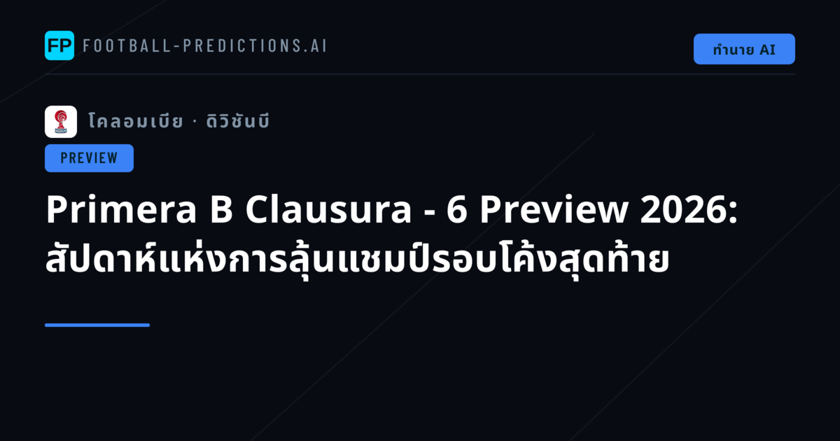 Primera B Clausura - 6 Preview 2026: สัปดาห์แห่งการลุ้นแชมป์รอบโค้งสุดท้าย