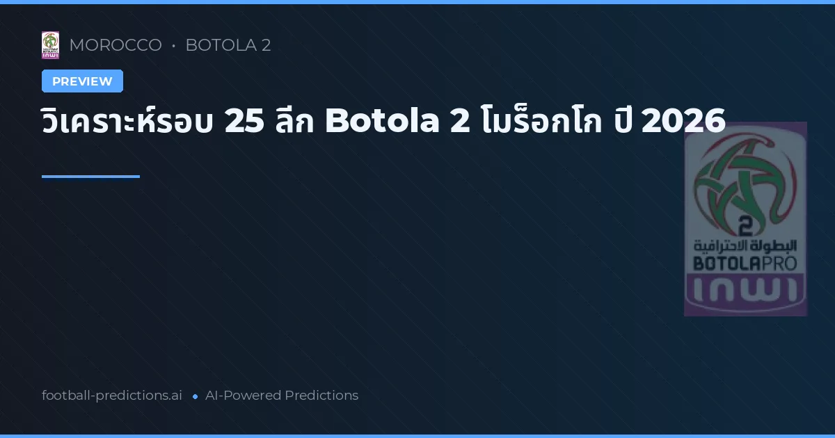 วิเคราะห์รอบ 25 ลีก Botola 2 โมร็อกโก ปี 2026
