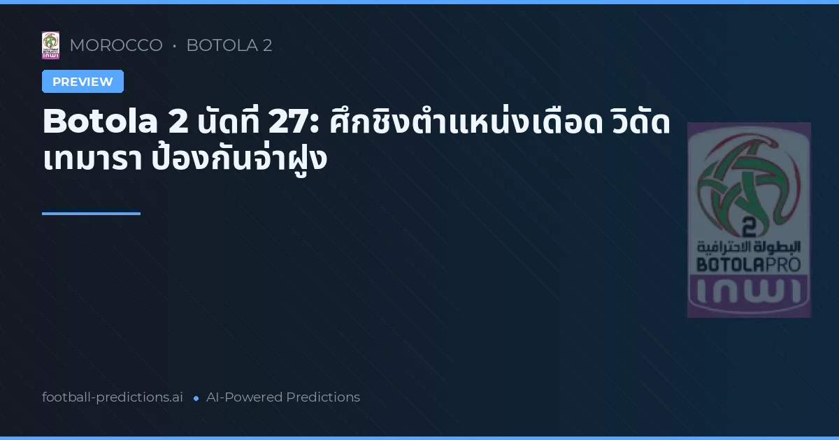 Botola 2 นัดที่ 27: ศึกชิงตำแหน่งเดือด วิดัด เทมารา ป้องกันจ่าฝูง