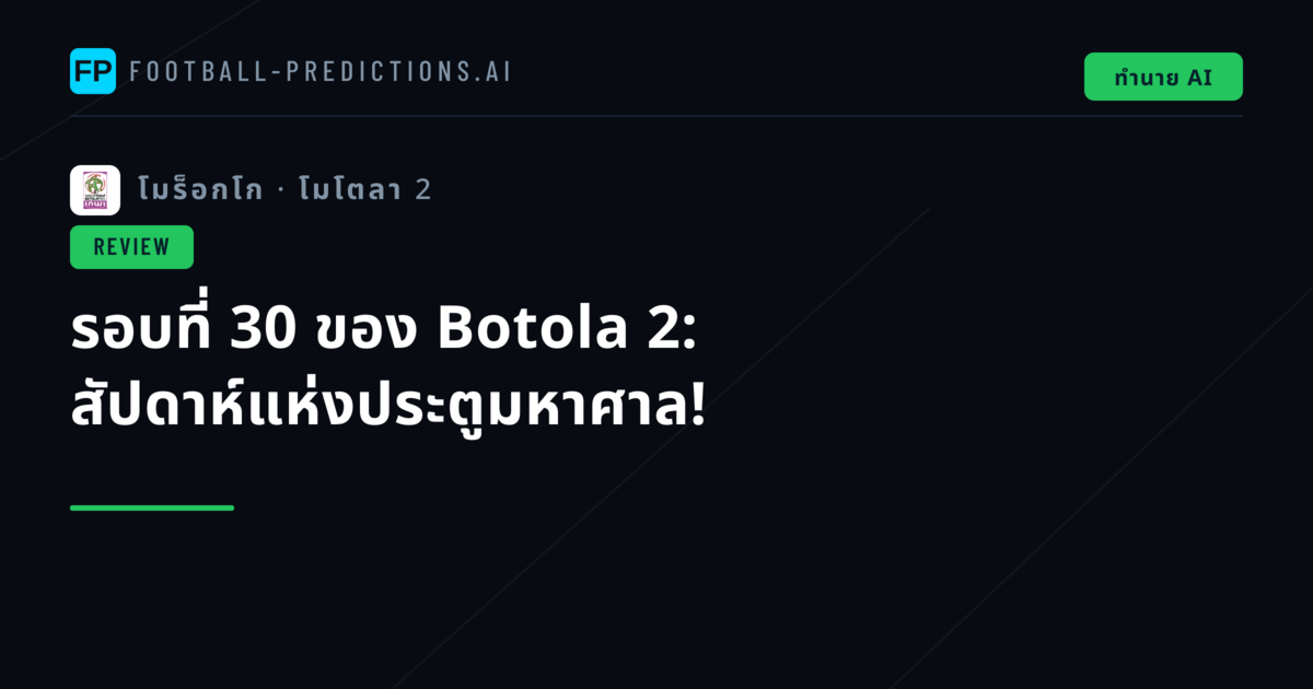 รอบที่ 30 ของ Botola 2: สัปดาห์แห่งประตูมหาศาล!