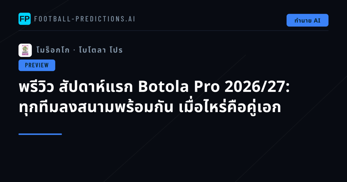 พรีวิว สัปดาห์แรก Botola Pro 2026/27: ทุกทีมลงสนามพร้อมกัน เมื่อไหร่คือคู่เอก
