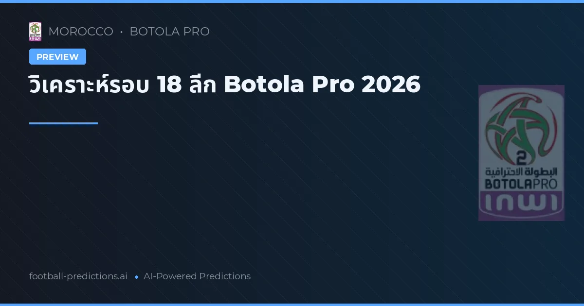 วิเคราะห์รอบ 18 ลีก Botola Pro 2026